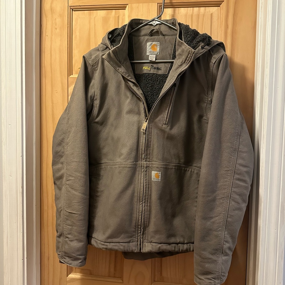 Carhartt Hooded Sherpa-Lined Jacket in Brown-Gray